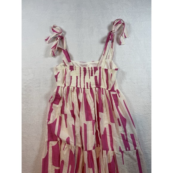 Tie strap Abstract Maxi Dress In Fuchsia Size Small Beach Vacation Vibes - Picture 8 of 9